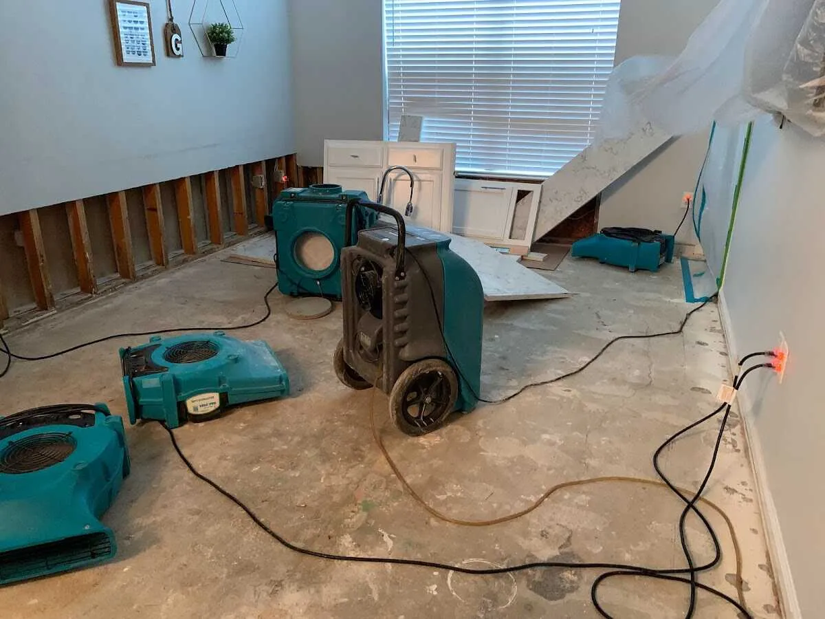 Dehumidifier in flood-cut room for Water Extraction & Removal in Redding